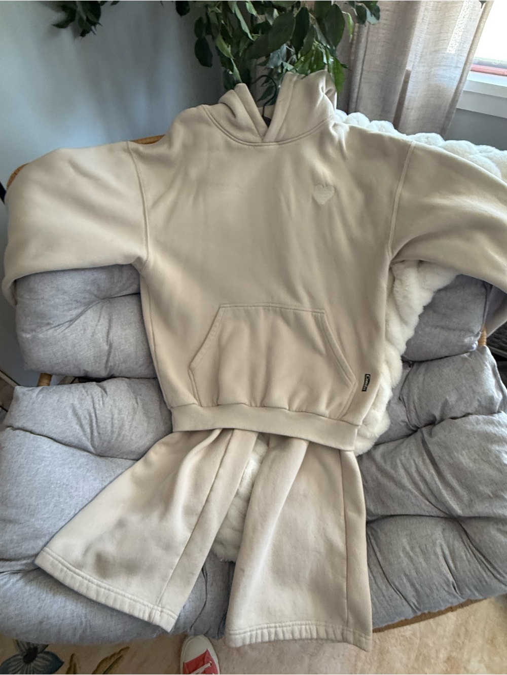 Beige Hooded Pullover Sweatshirt - Comfrt